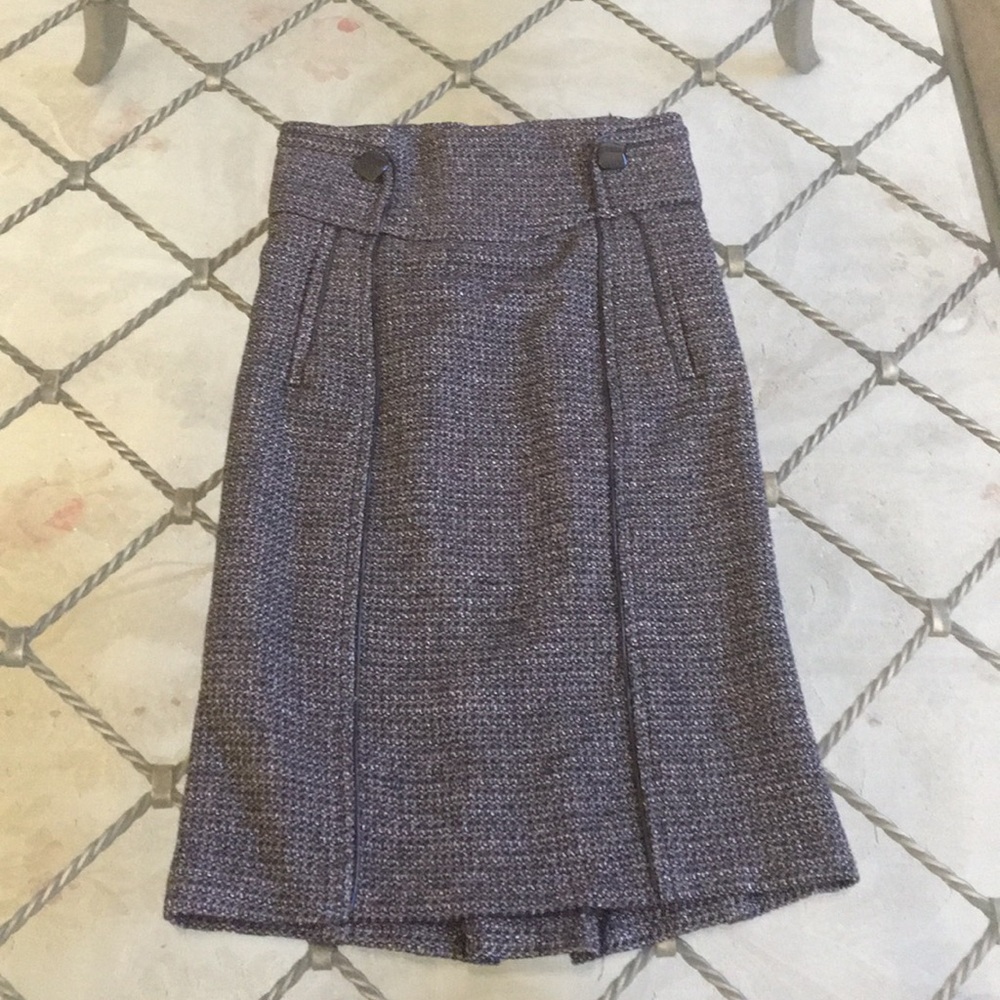 Zara Tweed Midi Skirt in Charcoal and Purple